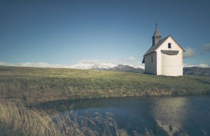 Church and lake